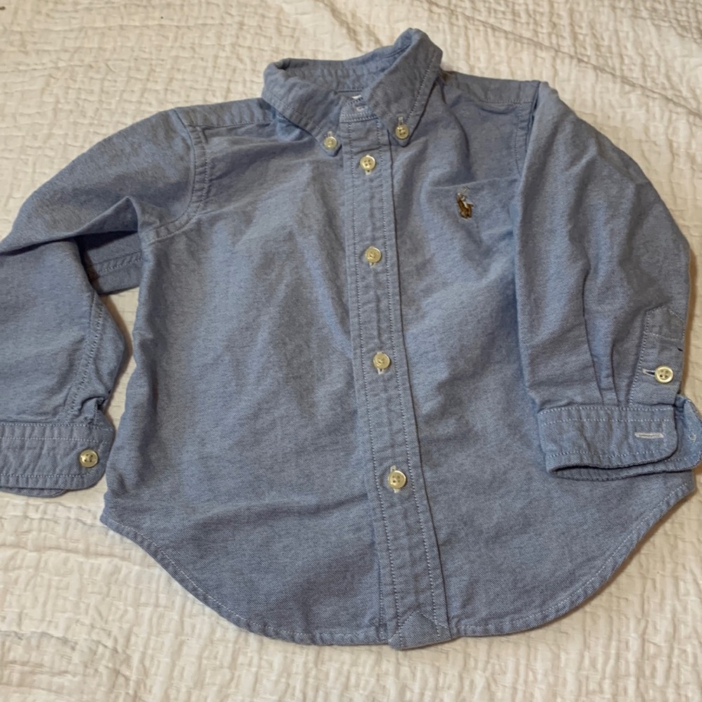 Ralph Lauren chambray button down baby boy shirt. 24 months